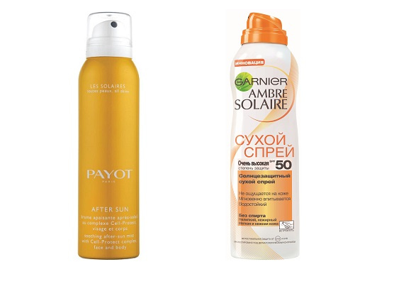 Payot Успокаивающая дымка после загара Sun Sensi, Garnier Ambre Solaire Солнцезащитный сухой спрей SPF50 Payot Успокаивающая дымка после загара Sun Sensi, Garnier Ambre Solaire Солнцезащитный сухой спрей SPF50