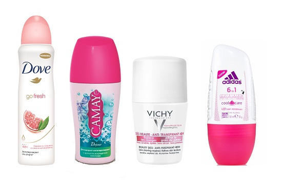 Dove Спрей-антиперспирант Go Fresh, Camay Дезодорант-антиперспирант Dejour, Vichy Дезодорант-антиперспирант Beauty Deo (в продаже с июля), Adidas Антиперспирант Cool&Care Dove Спрей-антиперспирант Go Fresh, Camay Дезодорант-антиперспирант Dejour, Vichy Дезодорант-антиперспирант Beauty Deo (в продаже с июля), Adidas Антиперспирант Cool&Care