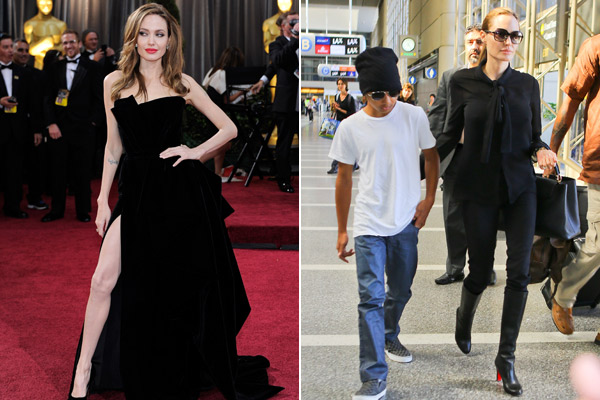 И на ковровой дорожке, и в обычной жизни Джоли предпочитает черный цвет в одежде