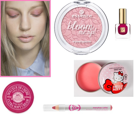 Модель Burberry. Тени для век Essence Bloom me up!, Лак для ногтей Estee Lauder, Бальзам для губ Hello Kitty, Крем для тело L'occitane Rose heart, Карандаш для губ Mary Kay at play Модель Burberry. Тени для век Essence Bloom me up!, Лак для ногтей Estee Lauder, Бальзам для губ Hello Kitty, Крем для тело L'occitane Rose heart, Карандаш для губ Mary Kay at play
