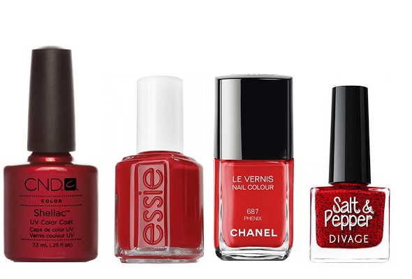 CND Shellac Crimson Sash Гель-лак из коллекции Modern Folklore, Essie Оттенок Red Tomato, CHANEL Лак из лимитированной рождественской коллекции Le Vernis 687 Phenix, DIVAGE Лак для ногтей Salt&Pepper CND Shellac Crimson Sash Гель-лак из коллекции Modern Folklore, Essie Оттенок Red Tomato, CHANEL Лак из лимитированной рождественской коллекции Le Vernis 687 Phenix, DIVAGE Лак для ногтей Salt&Pepper