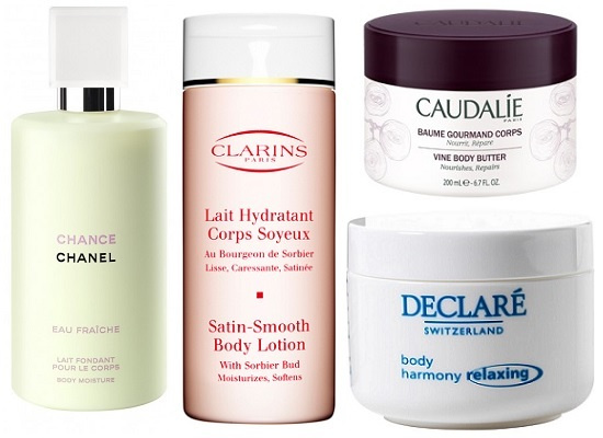 Chanel Увлажняющее молочко для тела Lait Fondant pour le cors Chance Eau Fraiche, Clarins Шелковистое увлажняющее молочко для тела Lait Hydratant Corps Soyeux,Caudalie Изысканный бальзам для тела, Declare Крем-люкс для тела Body Harmony Relaxin Chanel Увлажняющее молочко для тела Lait Fondant pour le cors Chance Eau Fraiche, Clarins Шелковистое увлажняющее молочко для тела Lait Hydratant Corps Soyeux,Caudalie Изысканный бальзам для тела, Declare Крем-люкс для тела Body Harmony Relaxin