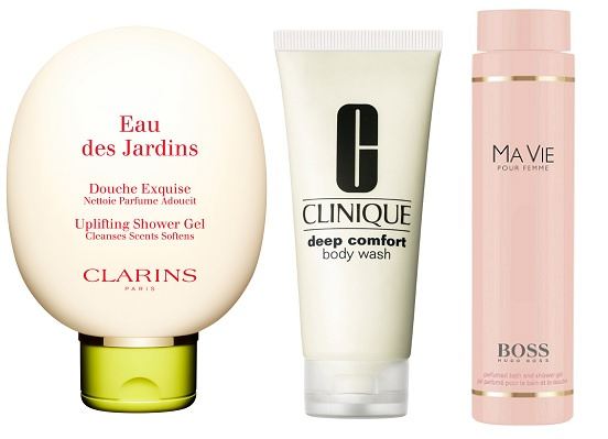 Clarins Гель для душа Eau des Jardins,Увлажняющий и смягчающий гель для душа Clinique, Hugo Boss Гель для душа Ma Vie Clarins Гель для душа Eau des Jardins,Увлажняющий и смягчающий гель для душа Clinique, Hugo Boss Гель для душа Ma Vie