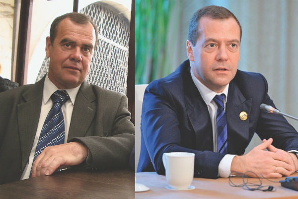 Двойник Александр Гончаров и Дмитрий Медведев