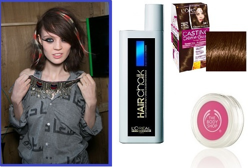 Модель Ashish 2014.Краска Casting creme gloss #403, Цветной мелок для волос The body shop Tickle me pink, Макияж для волос L'oreal hair Chalk Blue ocean Модель Ashish 2014.Краска Casting creme gloss #403, Цветной мелок для волос The body shop Tickle me pink, Макияж для волос L'oreal hair Chalk Blue ocean