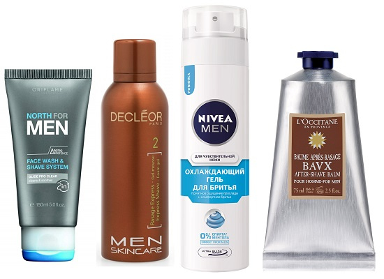Средство для бритья и умывания Oriflame North for men, Гель-мусс DECLEOR Men Skincare, Охлаждающий гель для бритья NIVEA Men,Бальзам после бритья L'OCCITANE BAVX Средство для бритья и умывания Oriflame North for men, Гель-мусс DECLEOR Men Skincare, Охлаждающий гель для бритья NIVEA Men,Бальзам после бритья L'OCCITANE BAVX