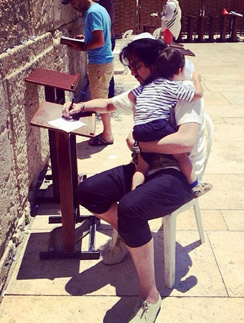 Филипп с сыном Мартином у Стены Плача в Иерусалиме