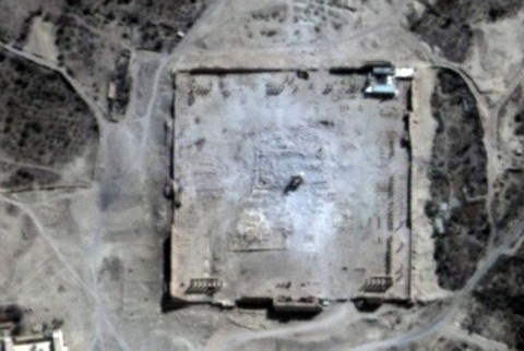 Вид со спутника на Храм Бэла после взрыва 