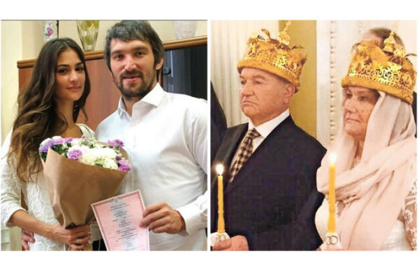 Александр Овечкин с супругой Анастасией Шубской и Юрий Лужков на венчании с женой Еленой Батуриной Александр Овечкин с супругой Анастасией Шубской и Юрий Лужков на венчании с женой Еленой Батуриной