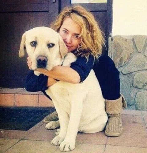 Жанна Фриске с собакой по кличке Улиус