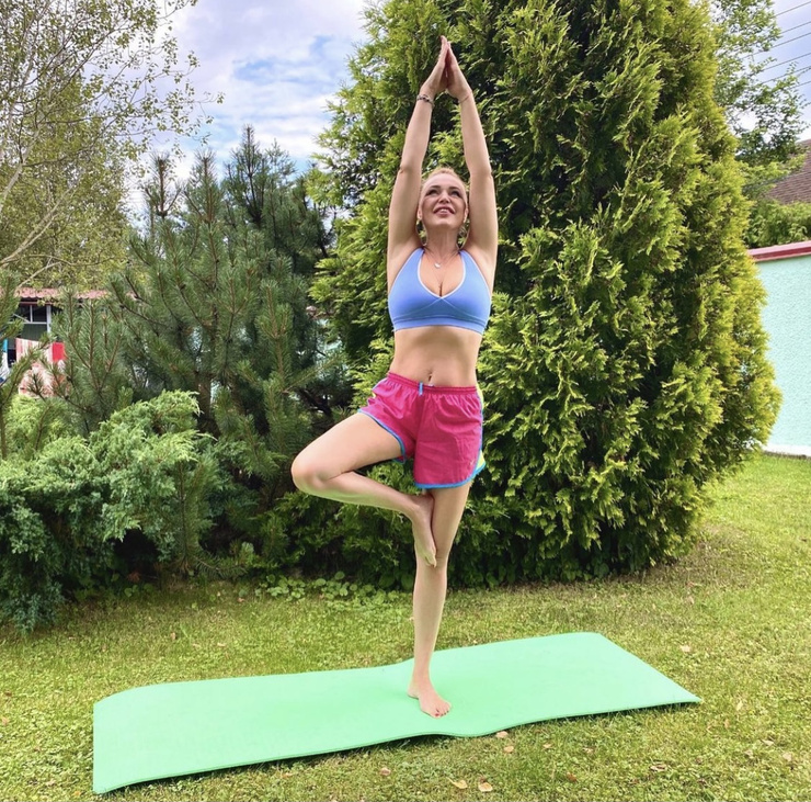 Dovlatova loves to practice yoga at the dacha