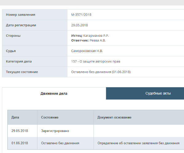 Иск в адрес Реввы Иск в адрес Реввы