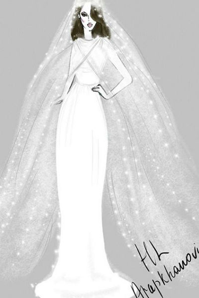 Этот эскиз свадебного платья для Сати нарисовала в октябре ее подруга-дизайнер