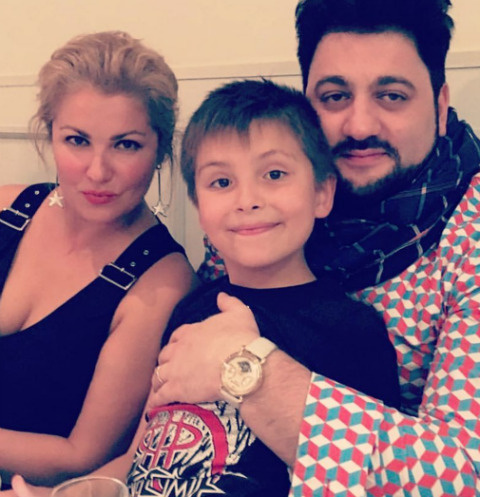 Анна Нетребко с сыном и супругом Юсифом Эйвазовым